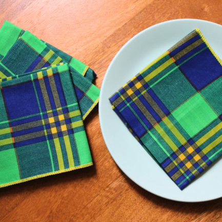 Serviettes de table carreaux vert bleu à carreaux